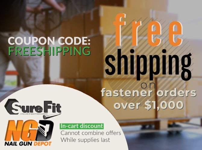 free shipping on fastener orders over $1000